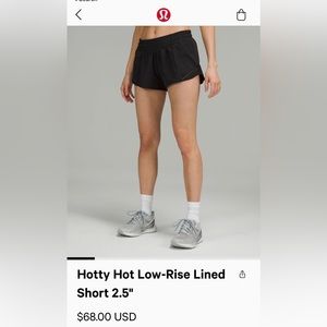 Size 0 LuLu Lemon Black Hotty Hot Shorts